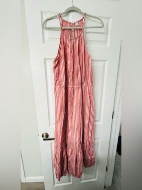 Old Navy Pink Striped Sleeveless Maxi Dress